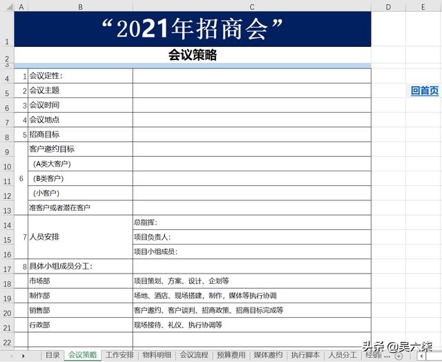招商會(huì)全套執(zhí)行表格流程和工作進(jìn)度管理，共計(jì)12套表格供大家參考
